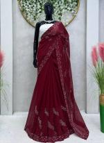 Georgette Dark Pink Party Wear Sequins Work Saree